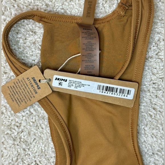 SKIMS Swim High Neck Racerback Bikini Top Almond - Size XXS - Picture 5 of 5